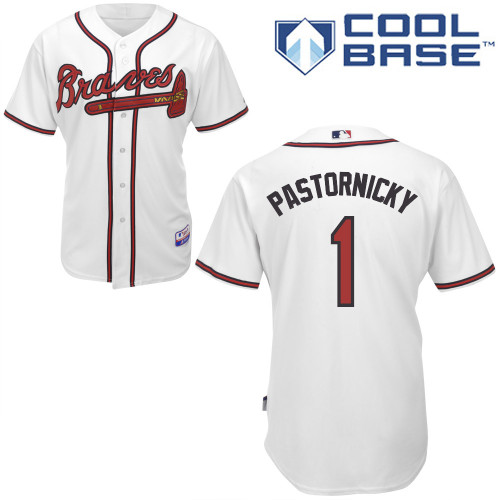 Tyler Pastornicky #1 MLB Jersey-Atlanta Braves Men's Authentic Home White Cool Base Baseball Jersey